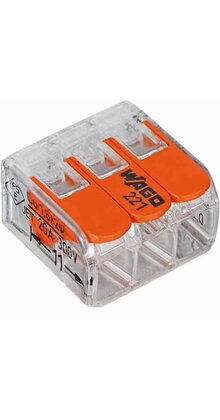 WAGO 221-413 Lasklem voor 3 kabes - 3 draads - kabel splitter - WAGO