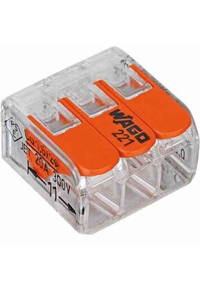 WAGO 221-413 Lasklem voor 3 kabes - 3 draads - kabel splitter - WAGO