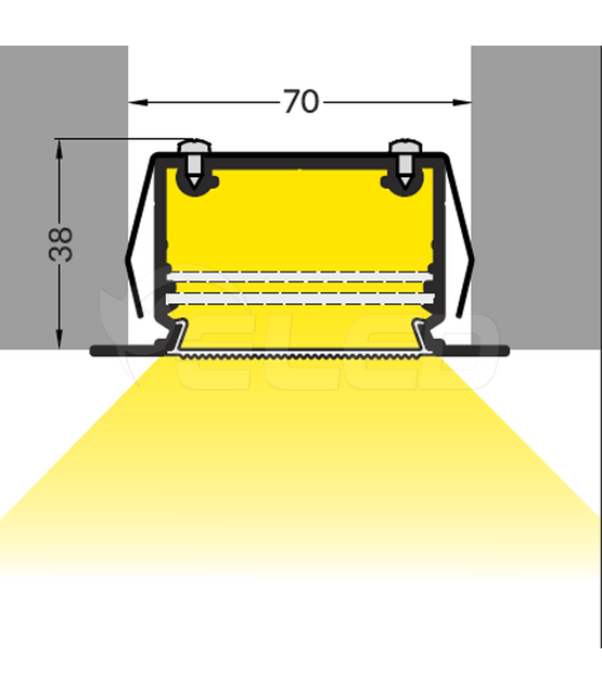 LED XXL inbouw profiel 2 meter met afdekking 77 mm x 36 mm - XL70ALU