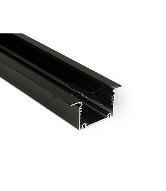 LED XXL inbouw profiel 2 meter met afdekking 77 mm x 36 mm - XL70ZWART