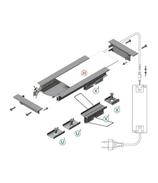 Zwart LED inbouw profiel 3 meter 53 mm x 13,5 mm F8ZWART