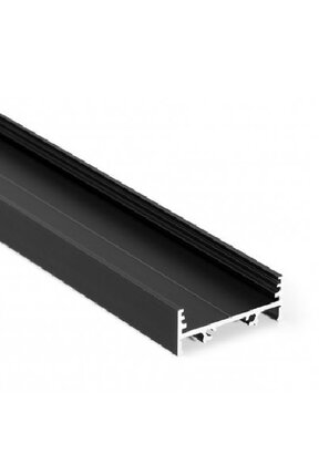 Zwart LED XL profiel 2 meter met lage afdekking 33,4mm x 12,8mm - XL10ZWART