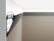 Wit LED strip wandprofiel 3 meter met afdekking 55 mm x 23 mm - WALLE12WIT