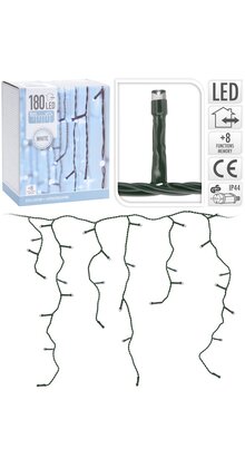 IJspegel kerstverlichting wit 180 LED 6 meter met 8 lichtstanden