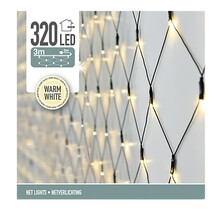 Kerstverlichting netvorm 320 LED warm wit 3 meter - groene kabel