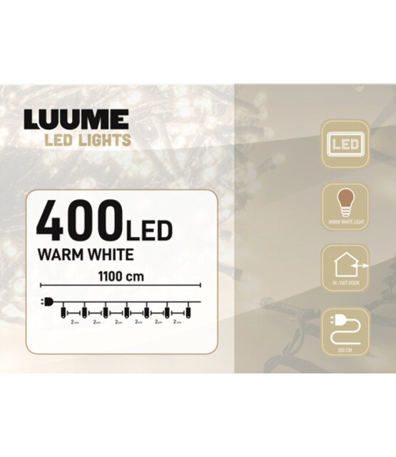 Cluster Kerstverlichting warm wit 8 meter 400 LED voor binnen & buiten