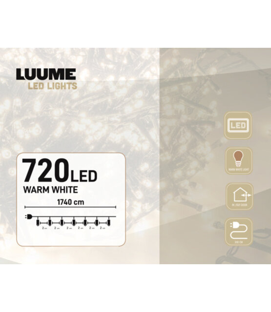 Cluster Kerstverlichting 14,4 meter Warm Wit met 720 LED's
