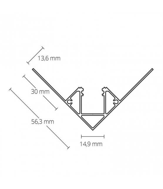LED gips hoekprofiel 2 meter 37,9 mm x 13,76 mm GIPS23BINNENHOEK