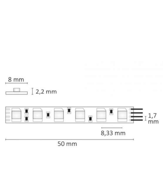 PRO 8mm brede RGB LED strip 24vdc 14,4W 1280LM 120LED p/m IP20 - 5 meter