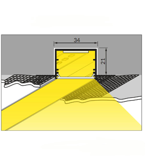 Trimless LED stucprofiel 2 meter inclusief klikafdekking 33,4 mm x 21 mm - XL30TrimlessALU