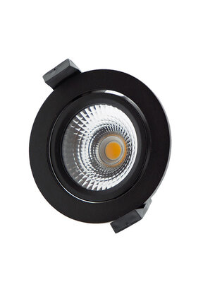 Ronde LED inbouwspot ZWART - kantelbaar - 5W 3000k warm wit - Gatmaat 75mm - IP54