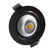 Ronde LED inbouwspot rond ZWART - kantelbaar - 5W 4000k natuurlijk wit - Gatmaat 75mm - IP54