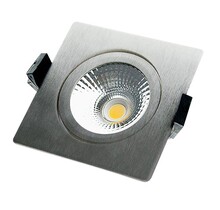 Vierkante LED inbouwspot RVS - kantelbaar - 5W 2700k extra warm wit - Gatmaat 75mm - IP54