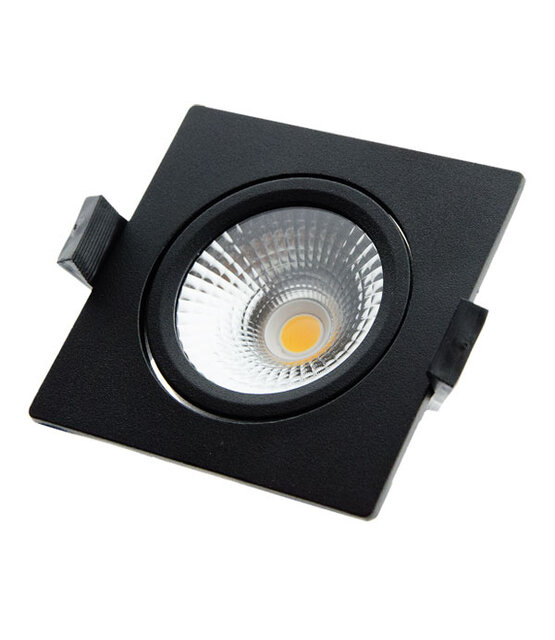 Vierkante LED inbouwspot RVS - kantelbaar - 5W 2700k extra warm wit - Gatmaat 75mm - IP54