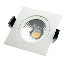 Vierkante LED inbouwspot WIT- kantelbaar - 5W 2700k extra warm wit - Gatmaat 75mm - IP54