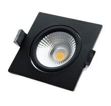 Vierkante LED inbouwspot ZWART- kantelbaar - 5W 2700k extra warm wit - Gatmaat 75mm - IP54