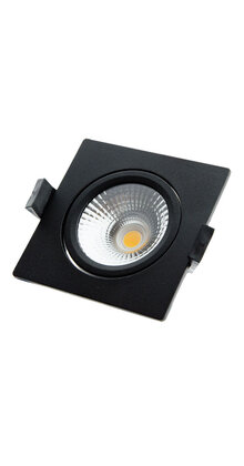 Vierkante LED inbouwspot ZWART- kantelbaar - 5W 2700k extra warm wit - Gatmaat 75mm - IP54