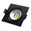 Inbouw LED spot Luksus Vierkante LED inbouwspot ZWART- kantelbaar - 5W 2700k extra warm wit - Gatmaat 75mm - IP54