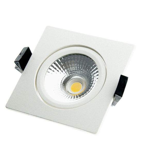 Vierkante LED inbouwspot ZWART- kantelbaar - 5W 2700k extra warm wit - Gatmaat 75mm - IP54