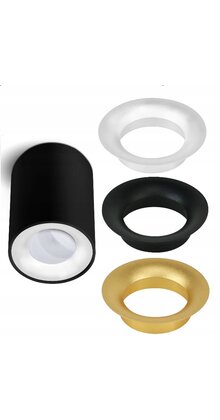 Opbouwspot zwart Ø 80 / 100mm - GU10 - inclusief 3 kleuren binnenringen 1903ZWART TRIO