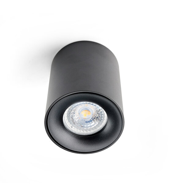 Opbouwspot zwart Ø 80 / 100mm - GU10 - inclusief 3 kleuren binnenringen 1903ZWART TRIO