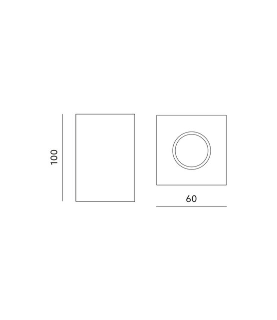 Opbouw spot vierkant zwart Ø 60 x 100mm - GU10 - 1812ZWART - MANGOSQUARE