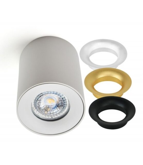 Opbouwspot wit Ø 80 / 100mm - GU10 - inclusief 3 kleuren binnenringen 1903WIT TRIO