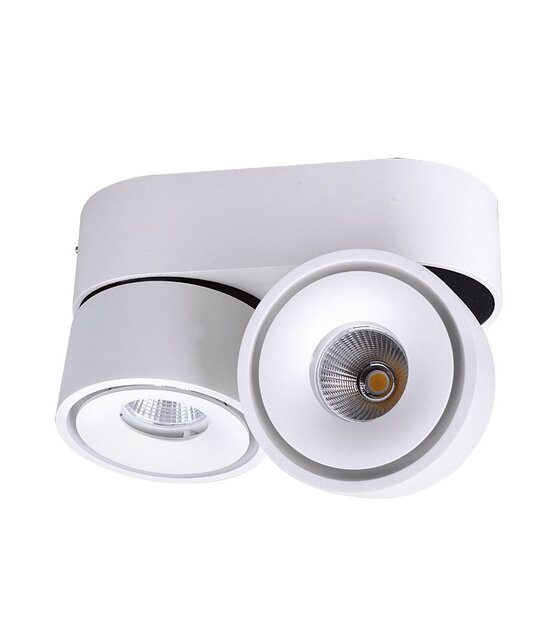 Dubbele Opbouwspot kantelbaar wit Ø 161 x 82mm - 10 watt - 3000K - 1804WIT-DUO