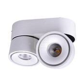 Dubbele Opbouwspot kantelbaar wit Ø 161 x 82mm - 10 watt - 3000K - 1804WIT-DUO