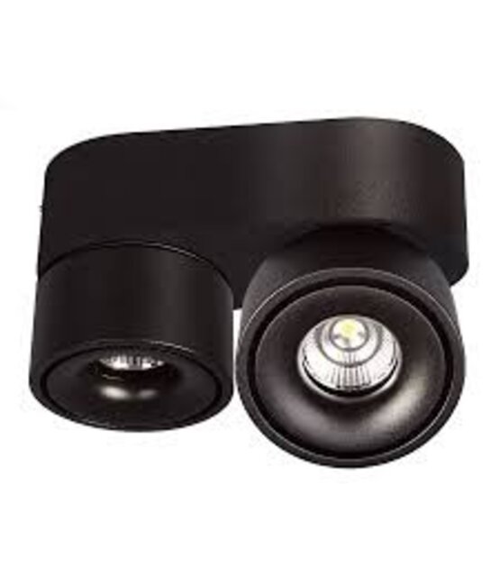 Dubbele Opbouwspot kantelbaar zwart Ø 161 x 82mm - 8 watt - 3000K - 1804ZWART-DUO