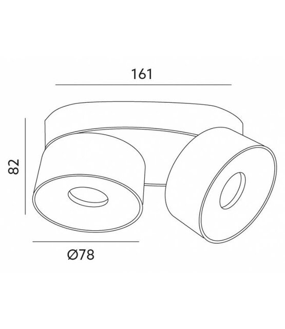 Dubbele Opbouwspot kantelbaar zwart Ø 161 x 82mm - 8 watt - 3000K - 1804ZWART-DUO