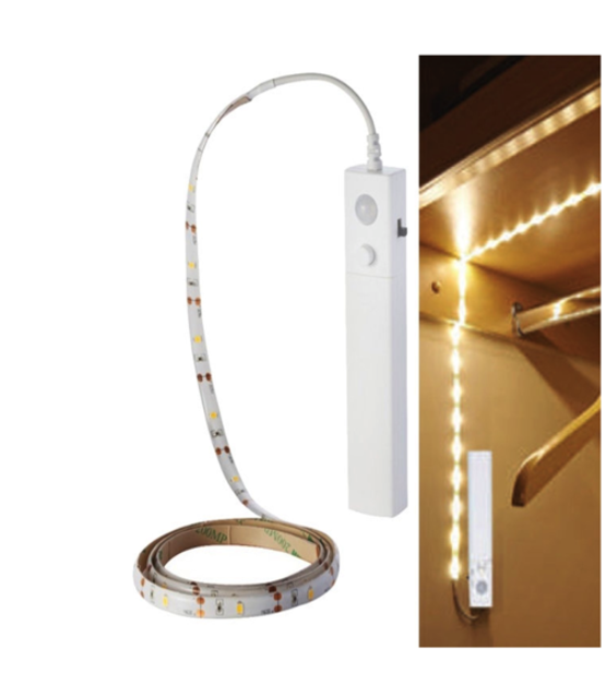 LED strip op batterij 100cm - warm wit - 3000k - inclusief bewegingssensor