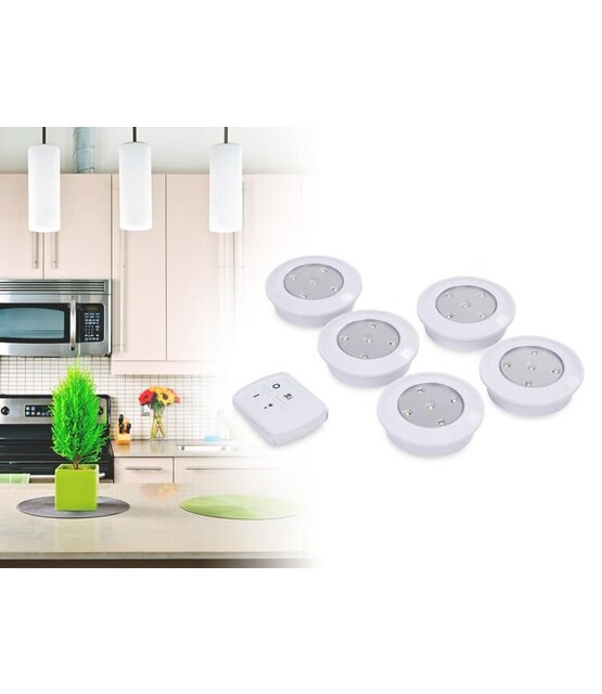 LED spots op batterij inclusief handige afstandsbediening - 5 spots - dimbaar