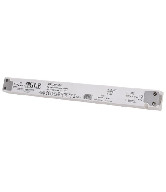 LED voeding 100 watt 12 volt 8,34 Ampère - IP20 - compact - GTPC-100-12-S