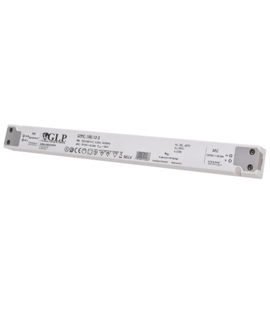 LED voeding 100 watt 12 volt 8,34 Ampère - IP20 - compact - GTPC-100-12-S
