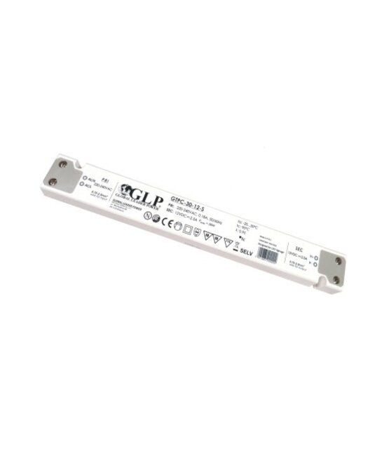 SLIM LED voeding 30 watt 12 volt 2,5 Ampère - IP20 - GTPC-30-12-S