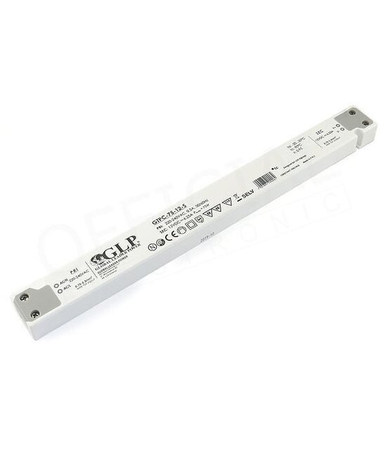 LED voeding 75 watt 12 volt 6,25 Ampère - IP20 - compact