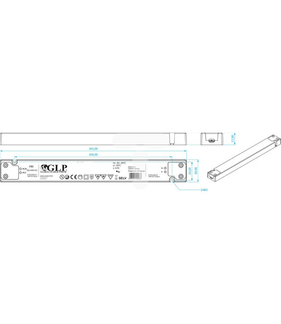LED voeding 75 watt 12 volt 6,25 Ampère - IP20 - compact
