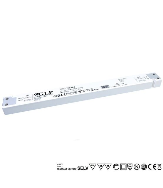 SLIM LED voeding 100 watt 24 volt 4,17 Ampère - IP20 - compact - GTPC-100-24s