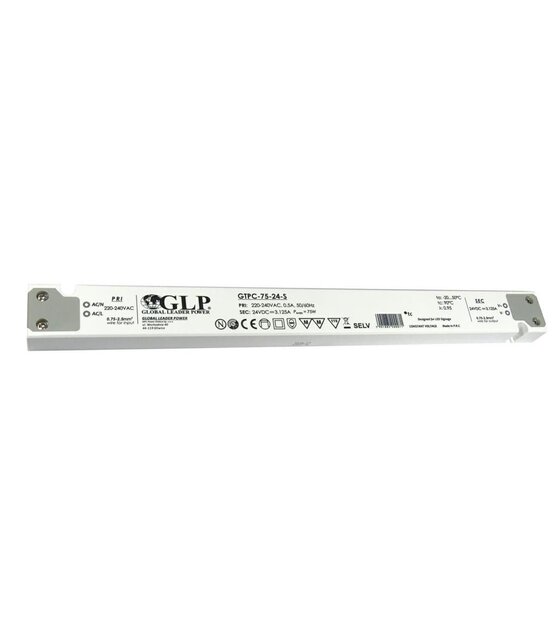 SLIM LED voeding 75 watt 24 volt 3.125 Ampère - IP20 - compact - GLP - GTPC-75-24-S