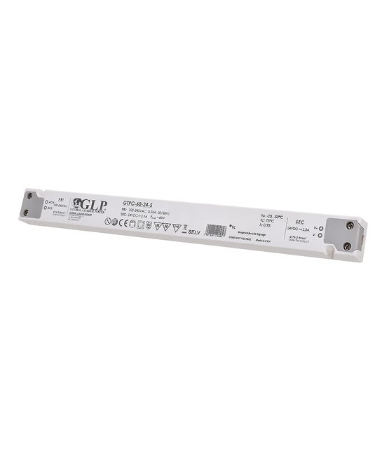 SLIM LED voeding 60 watt 24 volt 2.5 Ampère - IP20 - compact - GTPC-60-24-S