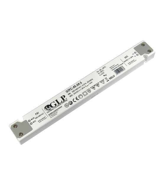 SLIM LED voeding 45 watt 24 volt 1,87 Ampère - IP20 - Slim - GTPC-45-24-S