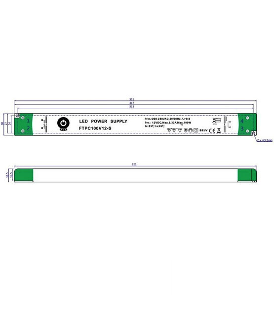 SLIM LED voeding 100 watt 24 volt 4,17 Ampère - IP20 - compact - FTPC100V24-S2