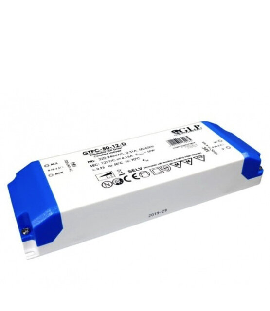 Dimbare LED voeding 50 watt 24 volt 2,1 ampere - IP20 GTPC-50-24-D