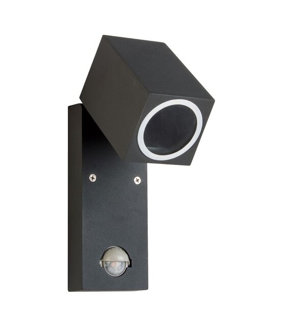 LED wandlamp voor buiten - kantelbaar met lichtsensor - zwart 160 x 93mm - GU10 - QUAZAR15 LX ZWART