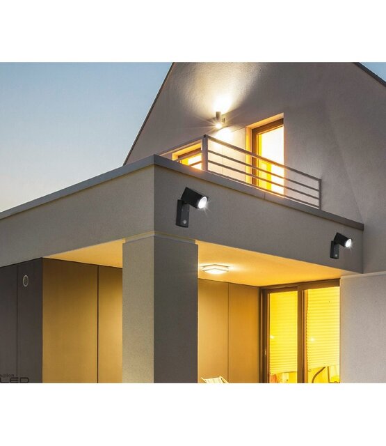 LED wandlamp voor buiten - kantelbaar met lichtsensor - zwart 160 x 93mm - GU10 - QUAZAR15 LX ZWART