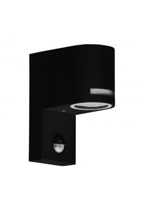 LED wandlamp voor buiten - half rond - met bewegingssensor - zwart 165 x 100mm - GU10 - QUAZAR13 ZWART