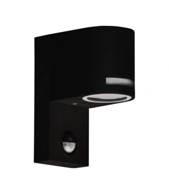 LED wandlamp voor buiten - half rond - met bewegingssensor - zwart 165 x 100mm - GU10 - QUAZAR13 ZWART