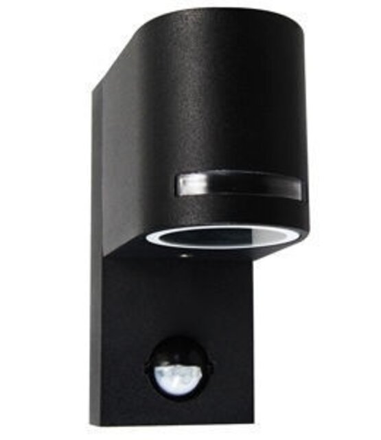 LED wandlamp voor buiten - half rond - met bewegingssensor - zwart 165 x 100mm - GU10 - QUAZAR13 ZWART