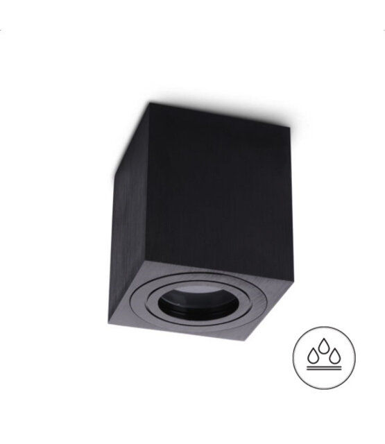 Waterdichte vierkant zwart Ø 80 x 95mm - GU10 - AQUARIUS ZWART